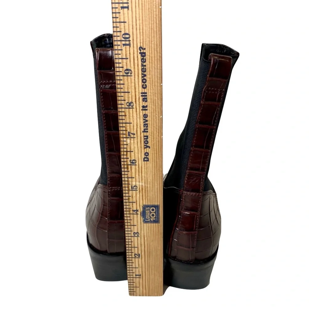 Nordstrom Women’s Ainsley2 Embossed Leather Chelsea Western Boot Brown Size 9.5 - Picture 13 of 14